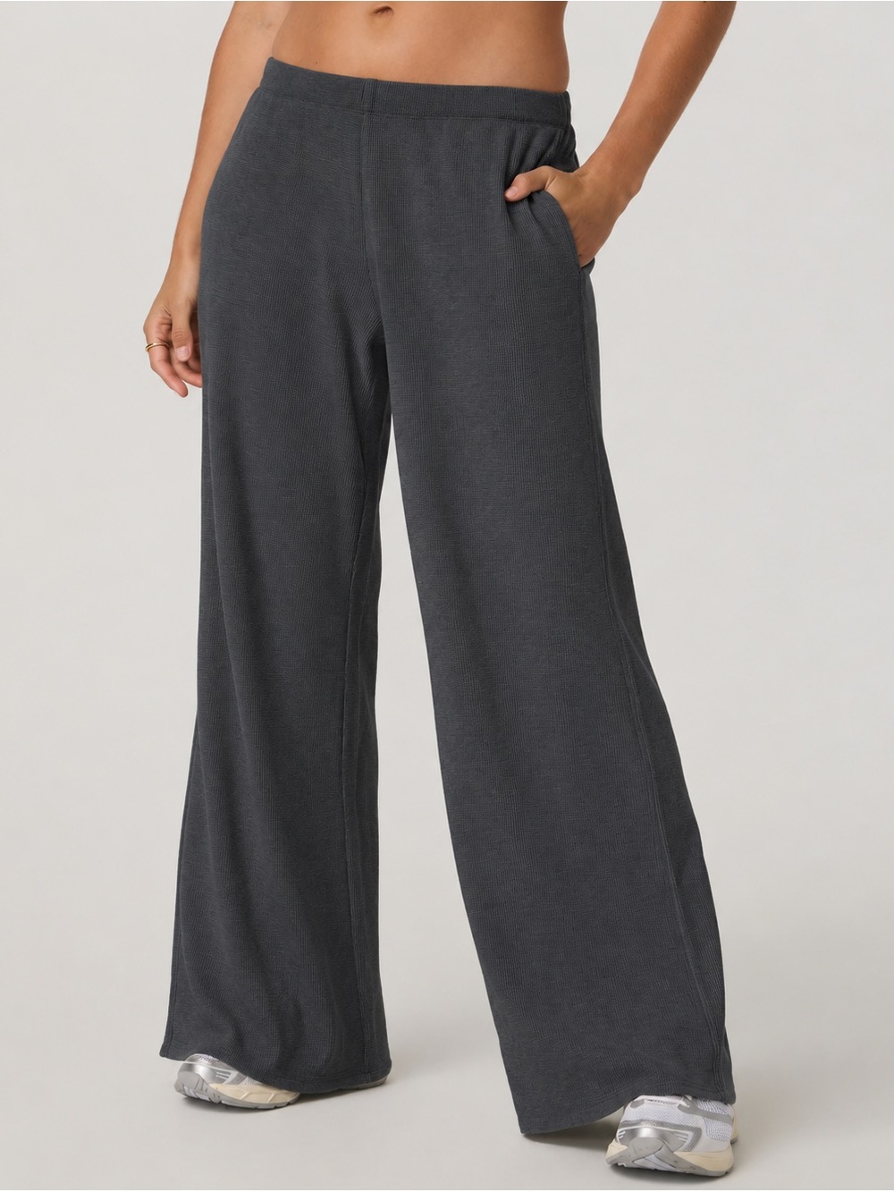 Vuori Wide Leg Track Pants in Dark Gray